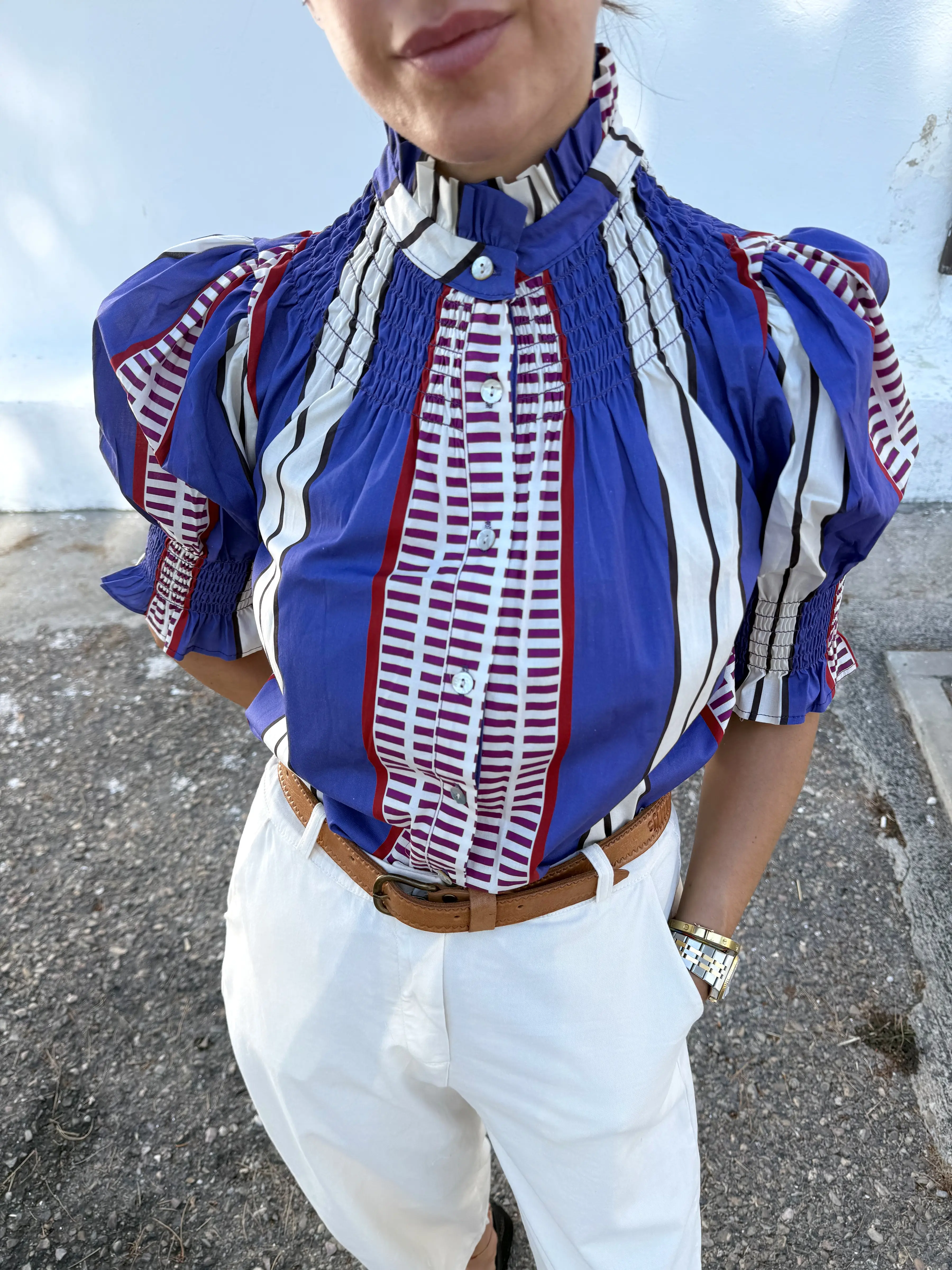 Camisa Ruché Rayas Malva - Image 3