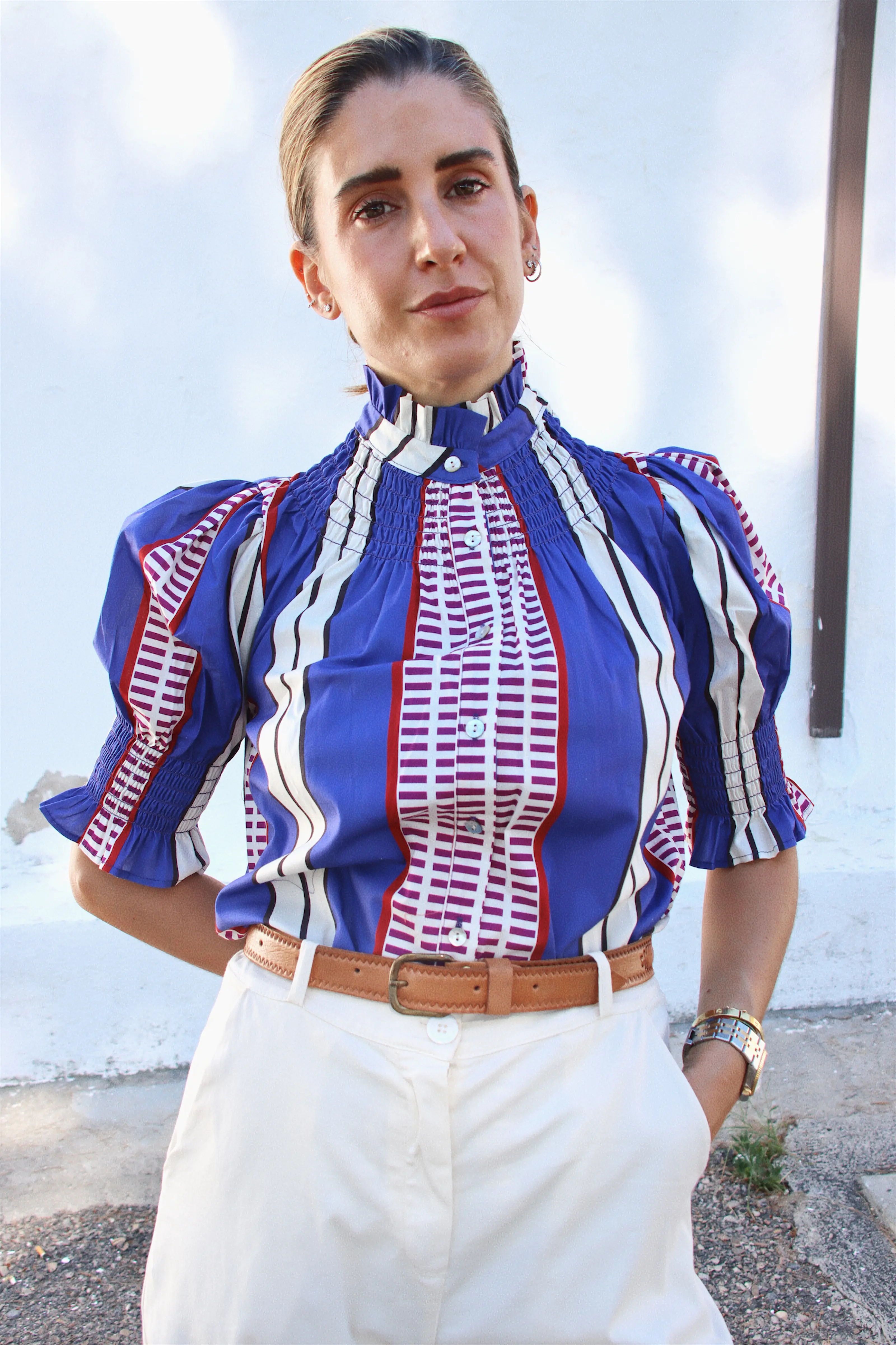 Camisa Ruché Rayas Malva - Image 4