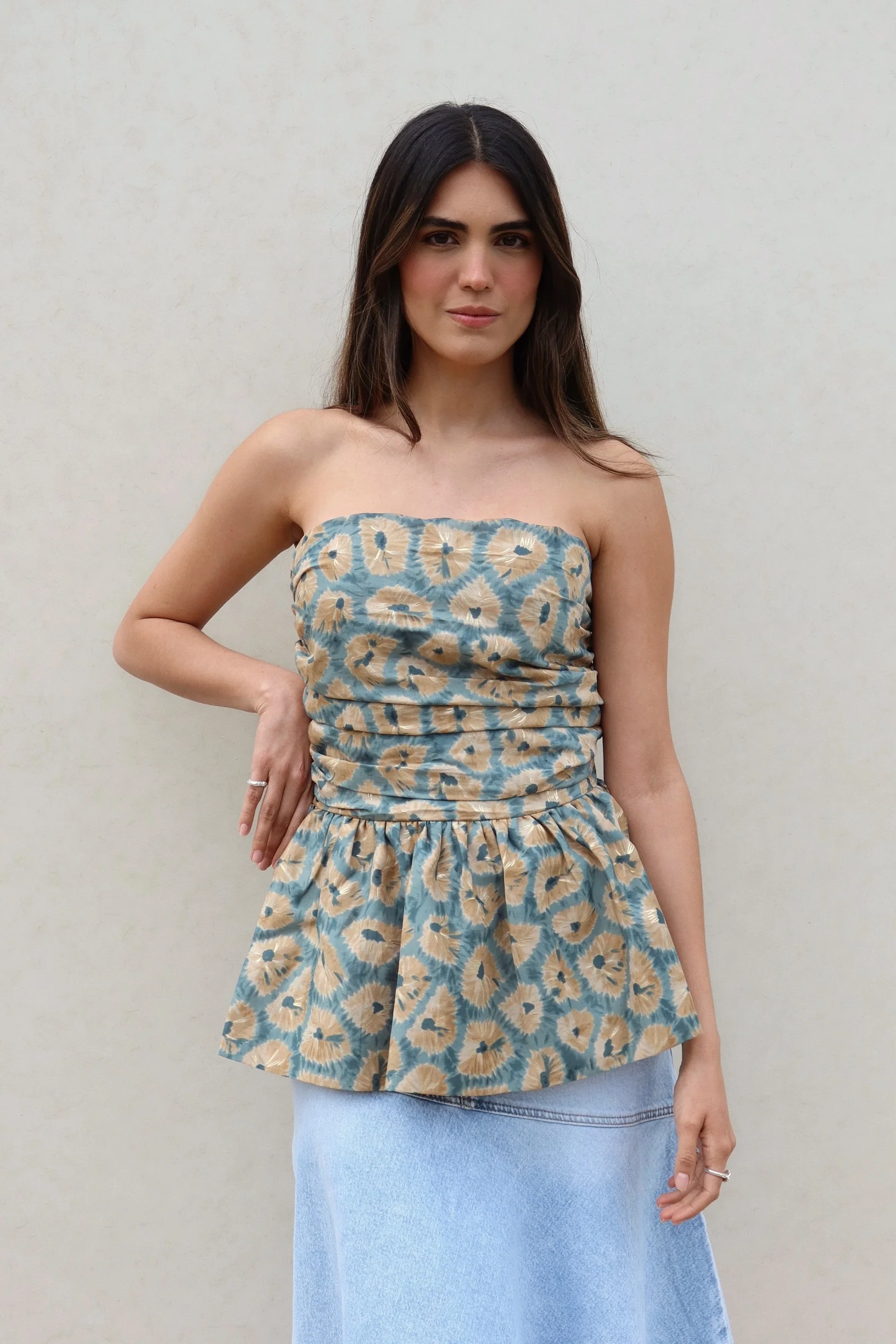 Top Laub Fruncido Azul - Image 4