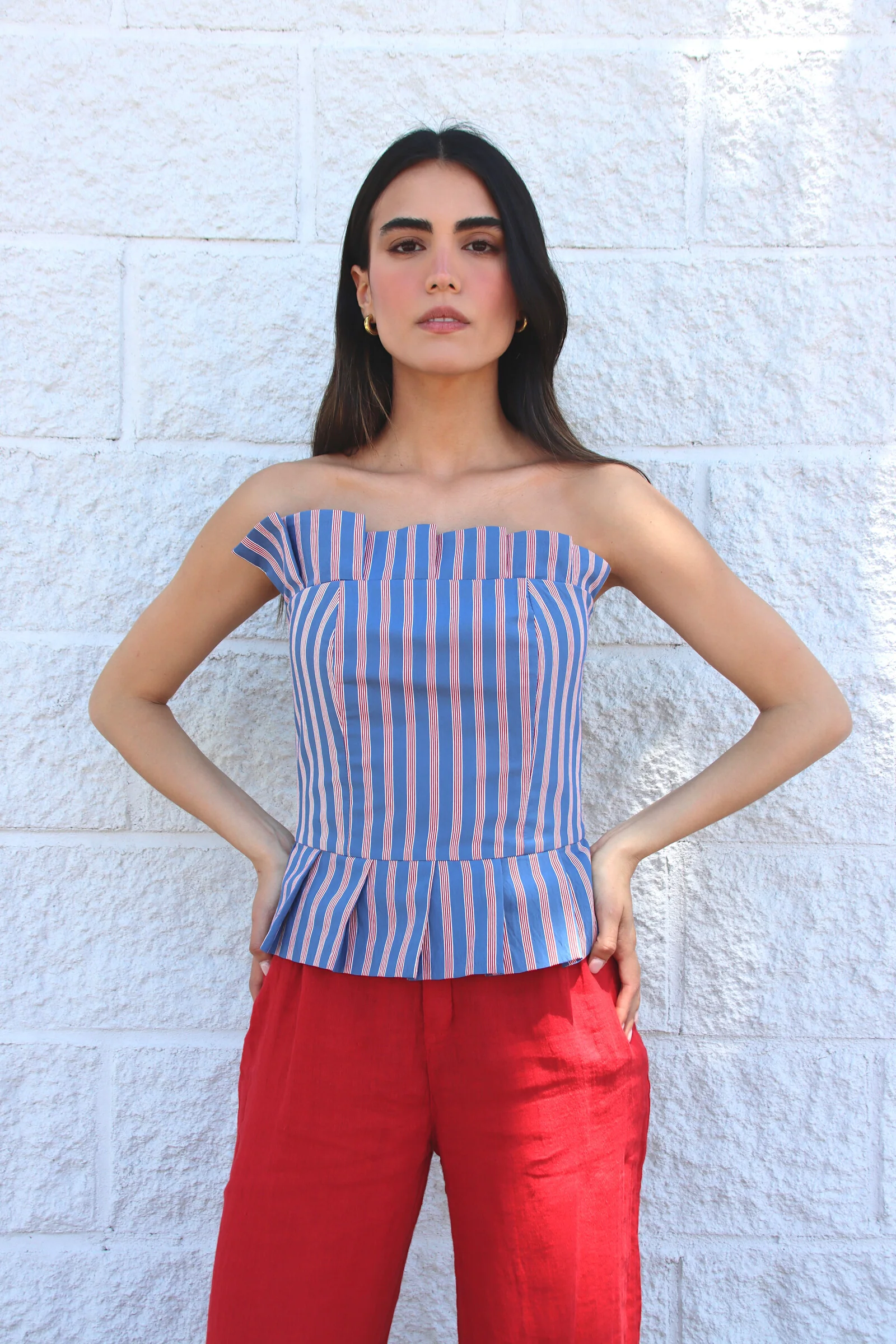Top Lewens Azul rayas rojas - Image 3