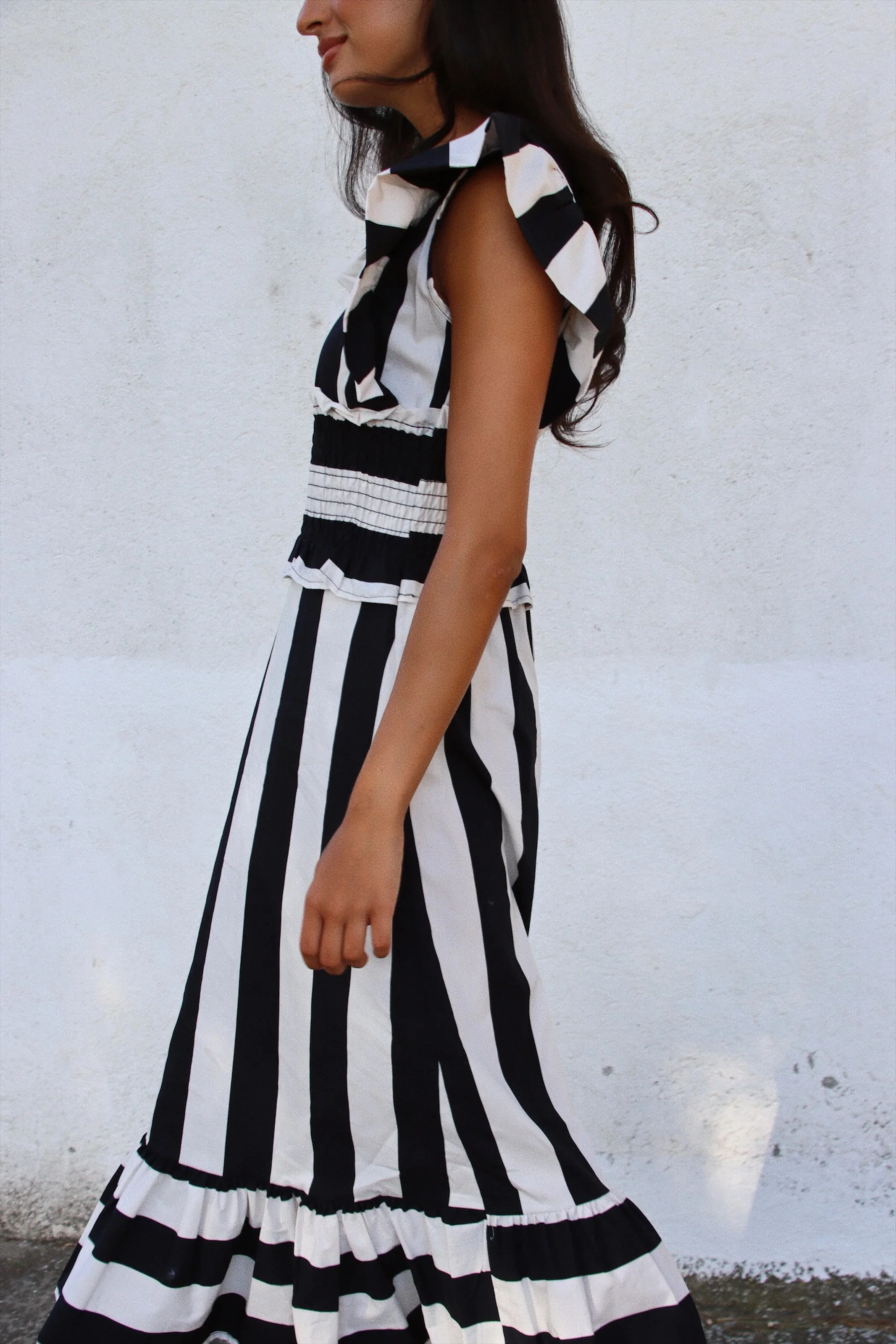 Vestido Snap Rayas Negro