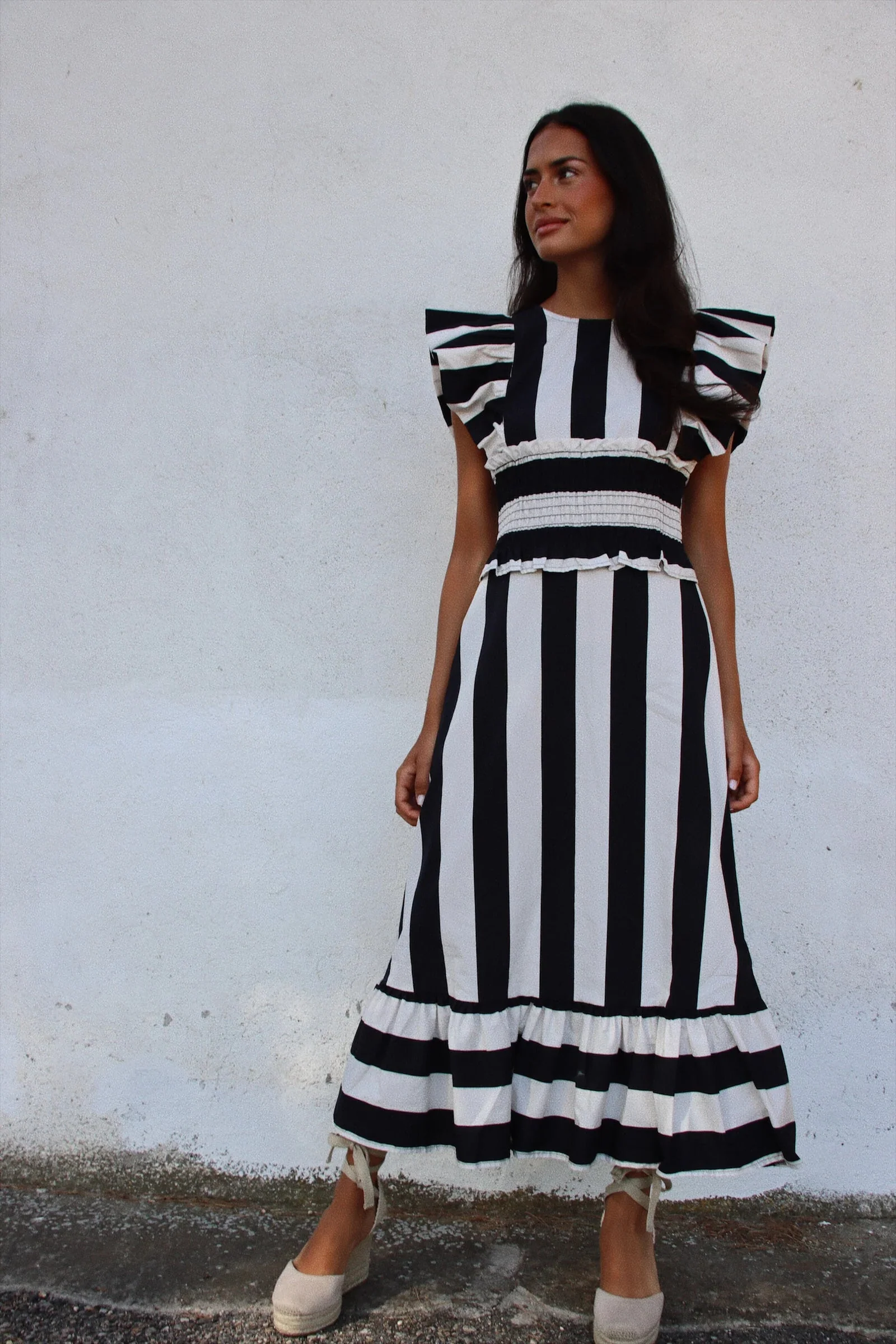Vestido Snap Rayas Negro - Image 5
